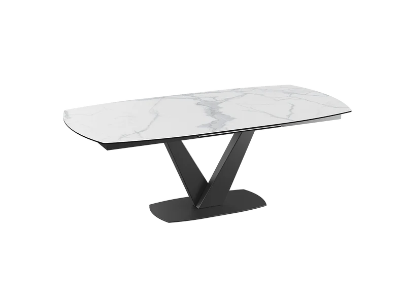 Esstisch Marmoroptik Keramik-Tischplatte, Esstisch ausziehbar, Tisch Keramik Tischplatte weiß-grau, Tisch ausziehbar Marmoroptik, Breite 200-260 cm