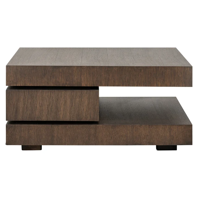 Couchtisch braun Eiche furniert, Kaffeetisch braun Eiche furniert, Couchtisch quadratisch braun, Breite 90 cm