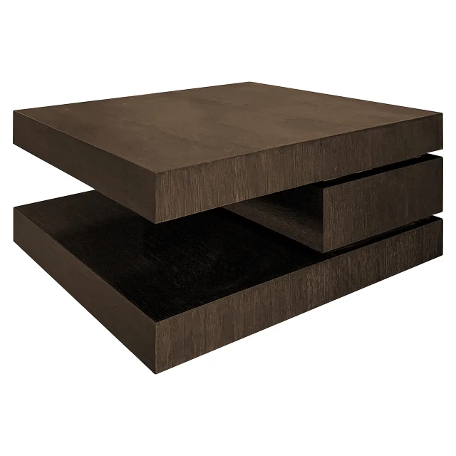 Couchtisch braun Eiche furniert, Kaffeetisch braun Eiche furniert, Couchtisch quadratisch braun, Breite 90 cm