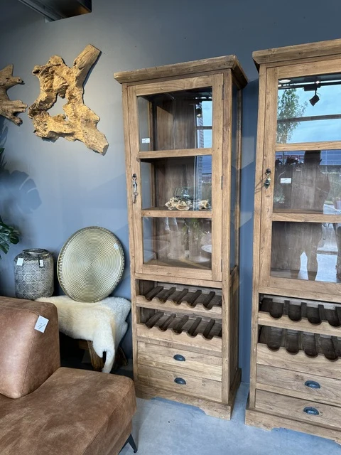 Vitrine Weinschrank Massivholz, Weinregal-Weinschrank, Breite 60 cm