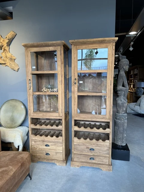 Vitrine Weinschrank Massivholz, Weinregal-Weinschrank, Breite 60 cm
