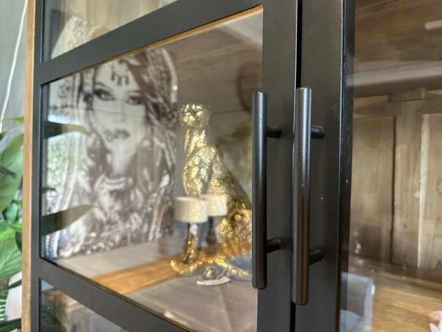 Vitrine Weinschrank Massivholz, Weinregal-Weinschrank, Breite 120 cm
