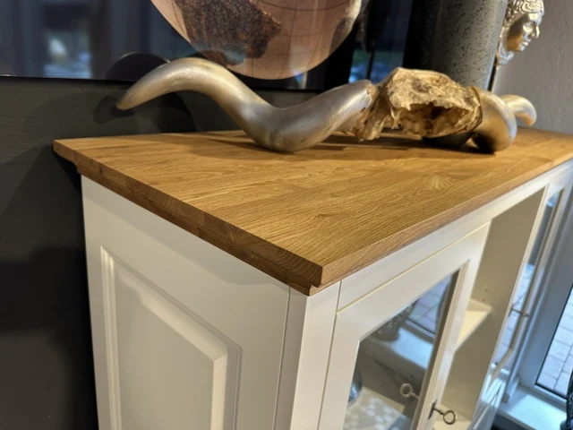Highboard weiß Landhaus, Schrank weiß Landhaus, Geschirrschrank weiß Landhausstil, Höhe 154 cm