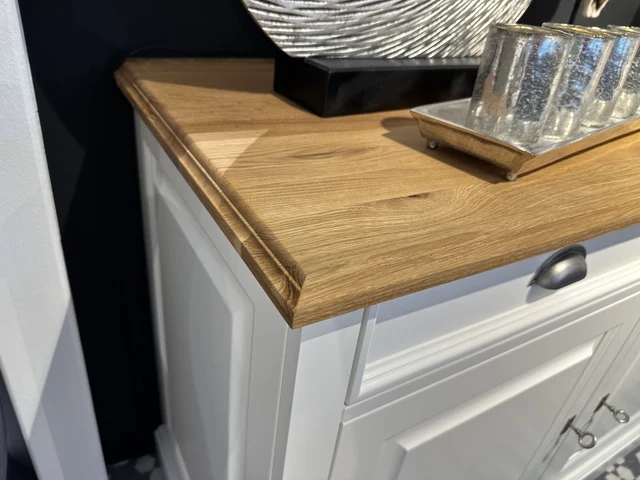 Sideboard weiß Landhaus, Anrichte weiß Landhaus, Schrank weiß Landhausstil, Breite 215 cm