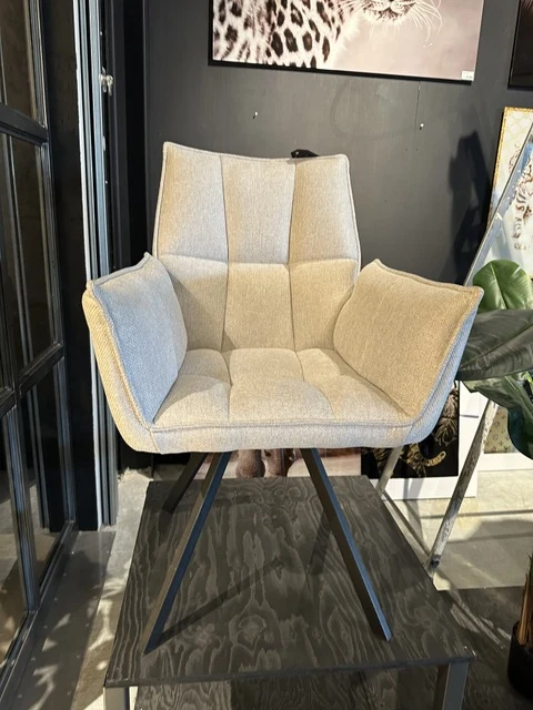 Stuhl beige, Stuhl gepolstert grau
