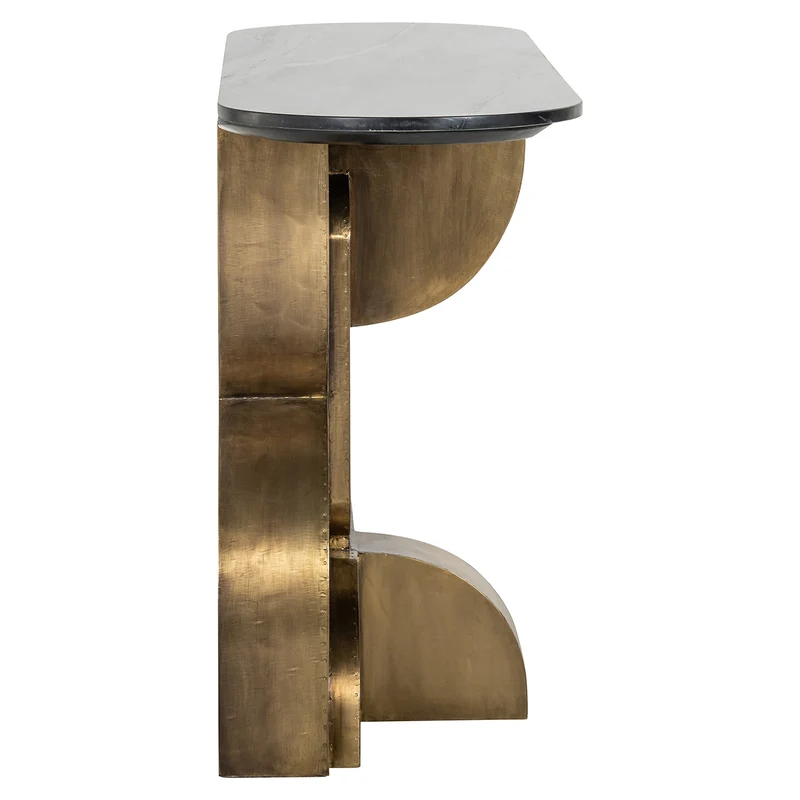 Konsole Gold Marmorstein, Konsolentisch schwarz, Breite 130 cm