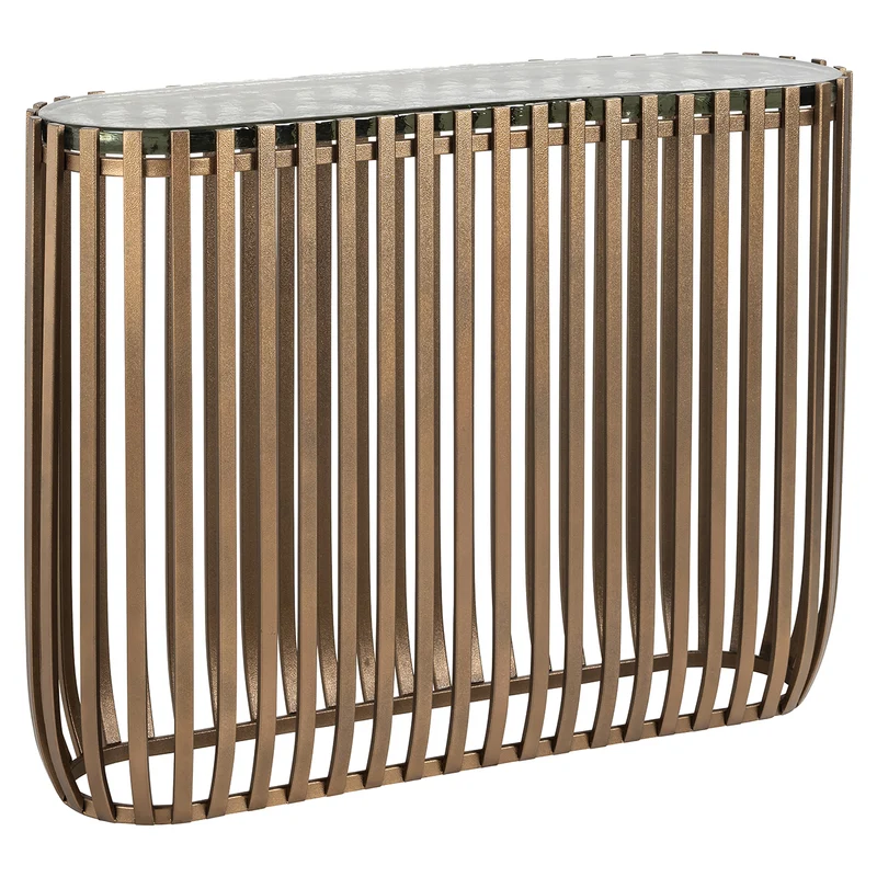 Konsole Metall Glas, Glas-Konsole Bronze-Gold, Breite 107 cm