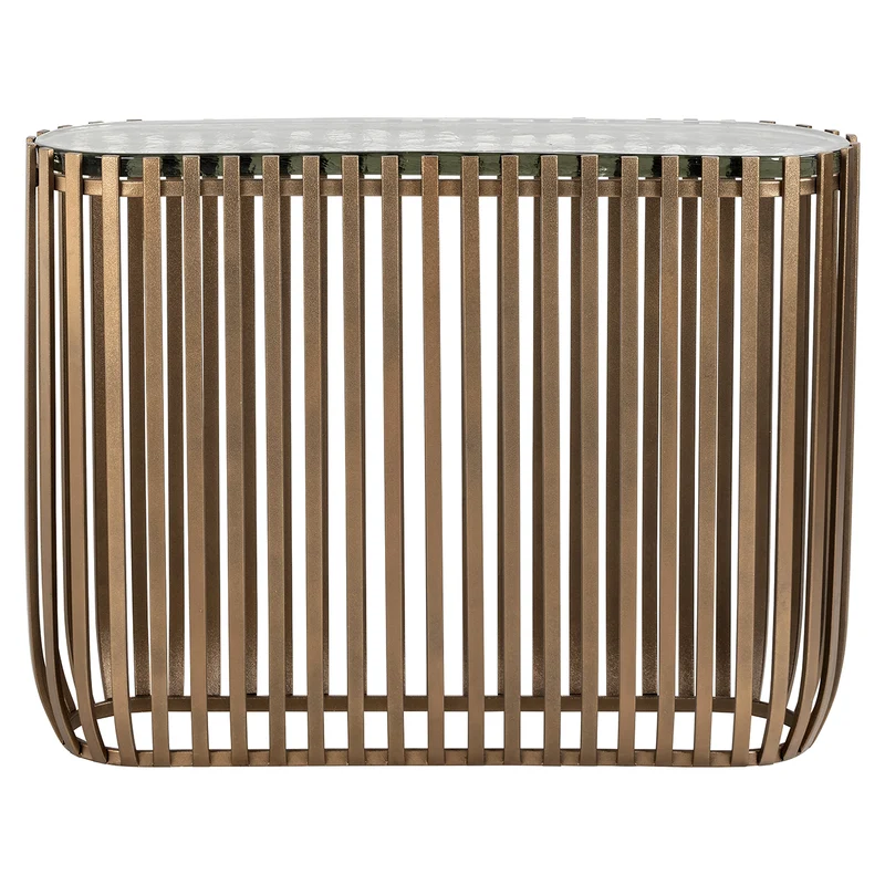 Konsole Metall Glas, Glas-Konsole Bronze-Gold, Breite 107 cm