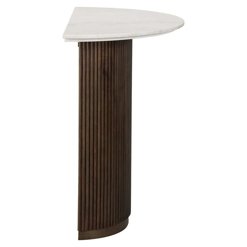 Konsole halbrund, Wandtisch braun-weiß halbrund, Ablagetisch Marmor, Breite 90 cm