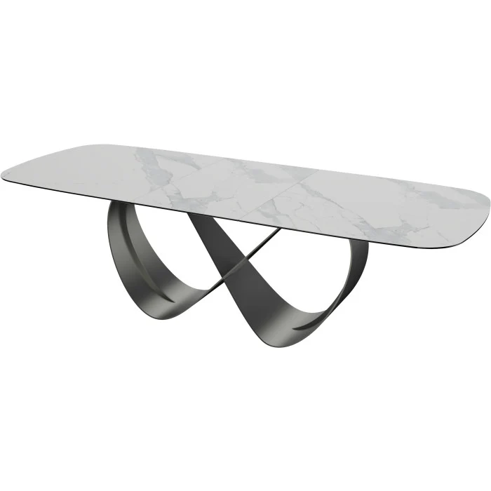 Keramik Esstisch ausziehbar weiß, Esstisch weiß Marmoroptik Keramik Tischplatte, Tisch Keramik ausziehbar, Länge 180-240 cm