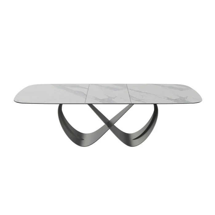 Keramik Esstisch ausziehbar weiß, Esstisch weiß Marmoroptik Keramik Tischplatte, Tisch Keramik ausziehbar, Länge 180-240 cm