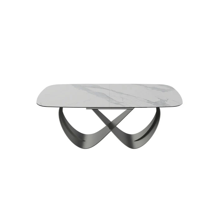 Keramik Esstisch ausziehbar weiß, Esstisch weiß Marmoroptik Keramik Tischplatte, Tisch Keramik ausziehbar, Länge 180-240 cm