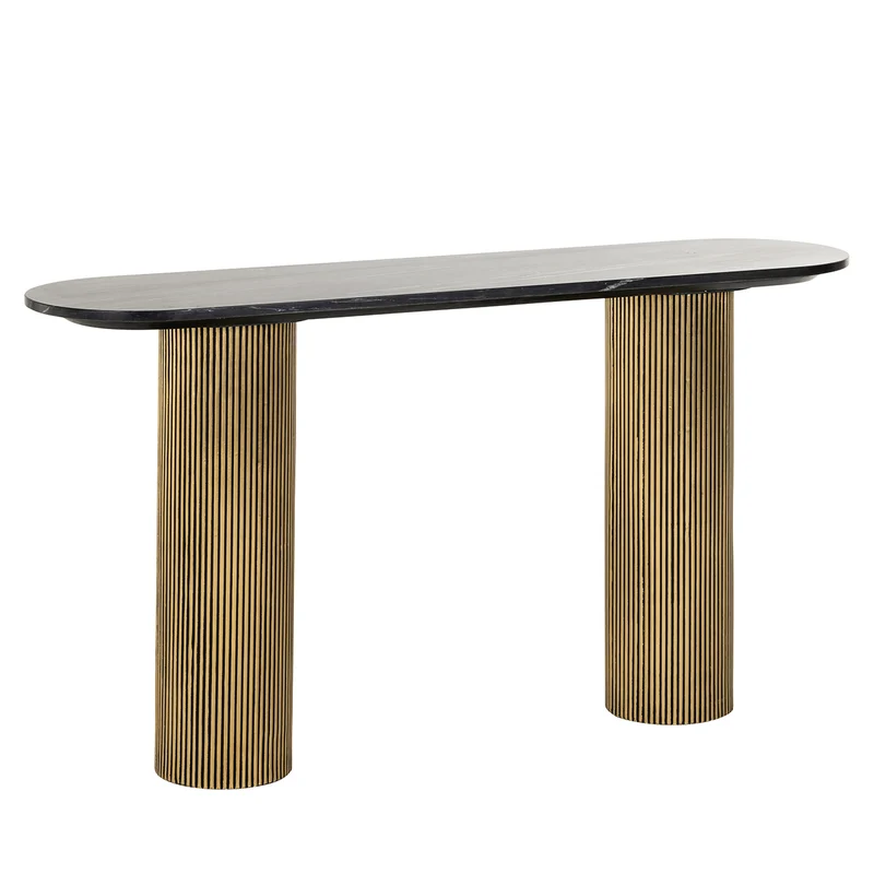 Konsole Gold Marmorstein, Konsolentisch Gold-schwarz, Breite 130 cm