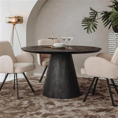 Esstisch schwarz rund, Tisch rund schwarz, Durchmesser 130 cm