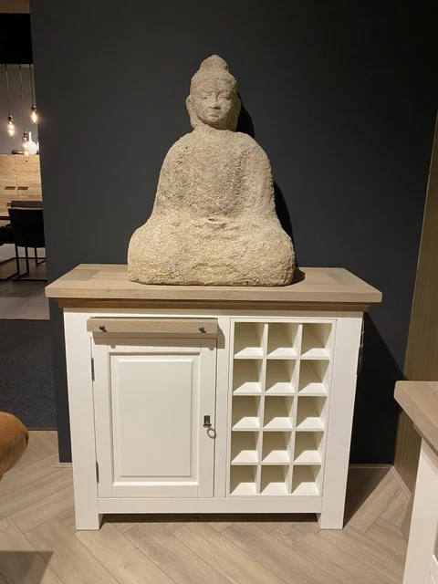 Sideboard Eiche, Anrichte weiß, Weinregal weiß Eiche, Breite 104 cm
