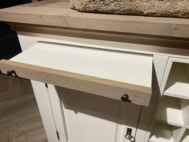 Sideboard Eiche, Anrichte weiß, Weinregal weiß Eiche, Breite 104 cm