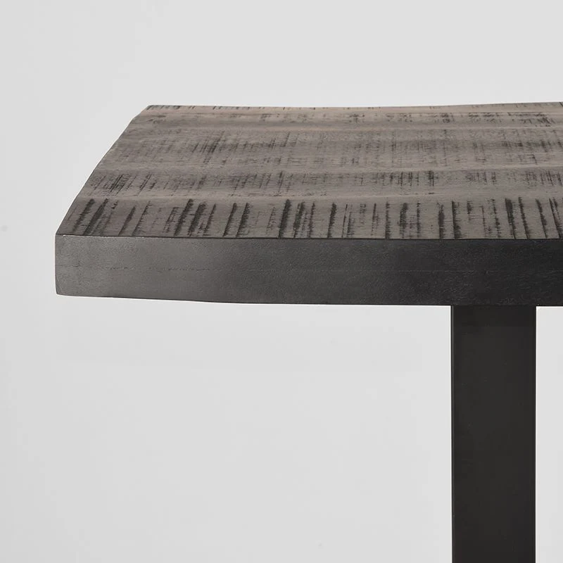 Bartisch schwarz Holz massiv, Bartisch Metall-Gestell schwarz, Höhe 92 cm