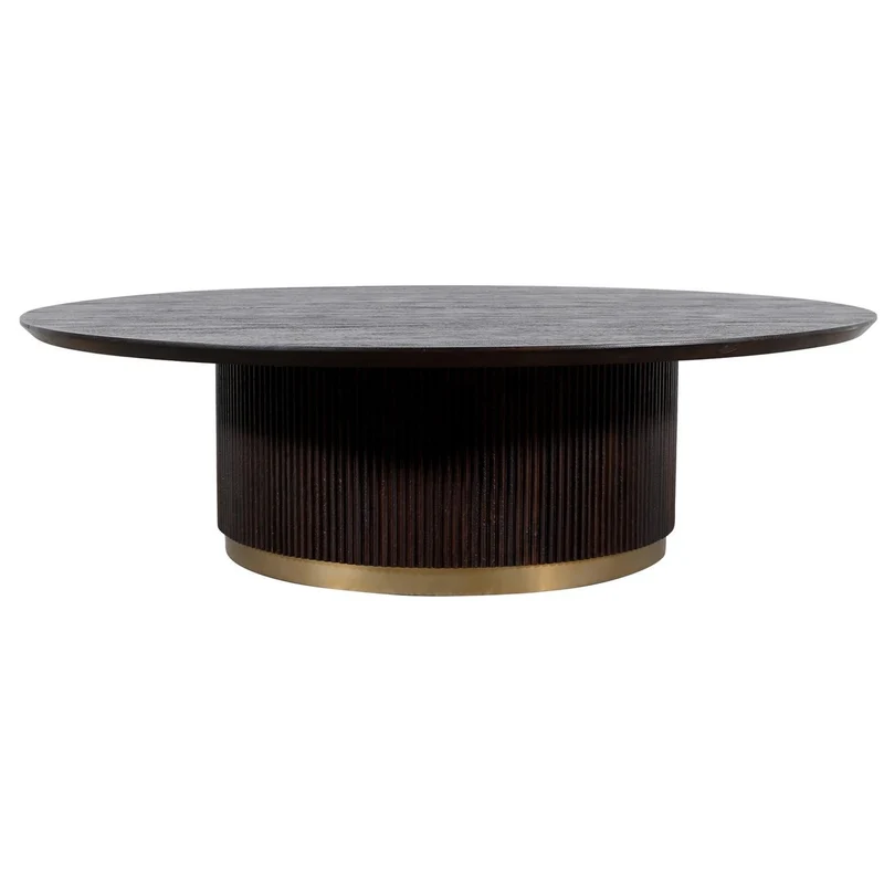 Couchtisch schwarz rund, Couchtisch rund schwarz, Couchtisch schwarz-Gold, Durchmesser 150 cm
