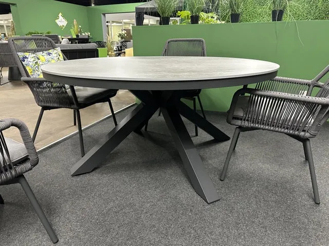 Gartentisch rund anthrazit, runder Esstisch anthrazit-grau, Durchmesser 158 cm