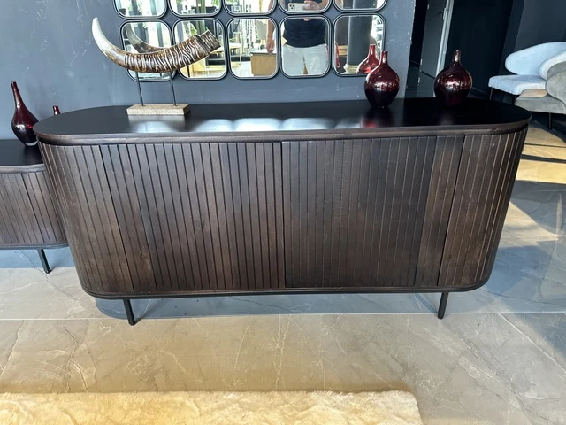 Sideboard braun oval, Anrichte oval braun, Sideboard braun Holz, Länge 180 cm