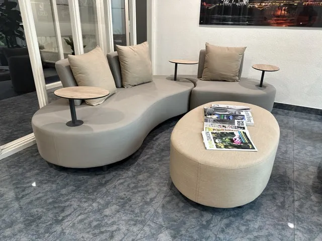 Set 4 teiliges Loungeset beige, Garten-Loungesofa grau-beige