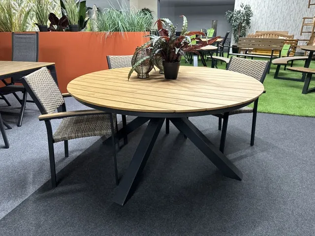 Gartentisch rund, Gartentisch braun, Gartentisch Naturholz-Optik, Durchmesser 120 cm