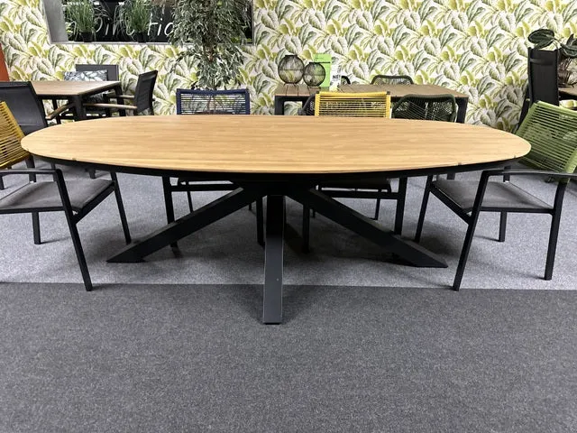 Gartentisch oval, ovaler Gartentisch Naturholz-Optik, Länge 240 cm