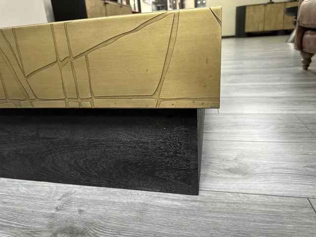 Couchtisch schwarz-Gold, Tisch Gold-schwarz, Breite 120 cm
