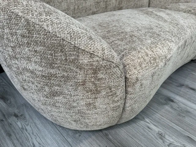 Rundes Sofa beige, Ecksofa abgerundet, Sofa L-Form, Breite 192-357 cm