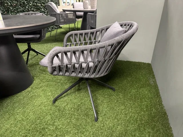 Gartenstuhl grau-anthrazit drehbar, Gartenstuhl gepolstert anthrazit
