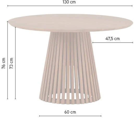 Esstisch Naturholz rund, Tisch Naturholz - Massivholz, runder Tisch Tischplatte Massivholz, Durchmesser 130 cm
