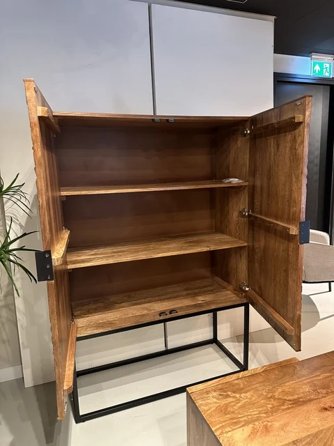 Schrank Highboard Naturbraun, Wohnzimmerschrank Sonne Natur-Farbe, Breite 115 cm