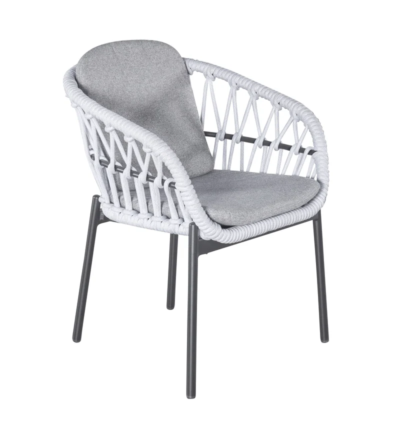 Gartenstuhl grau, Gartenstuhl Textil-Ausführung mit Sitzkissen grau