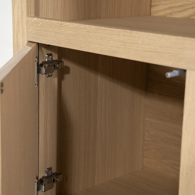 Higboard Farbe Naturholz, Schrank Naturholz mit zwei Türen, Bücherregal Eiche furniert, Höhe 170 cm