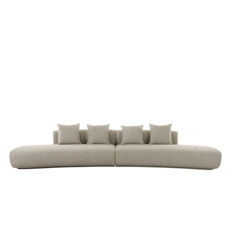 Sofa taupe, Form; leichter Bogen Sofa Bouclé-Stoff, Breite 414 cm