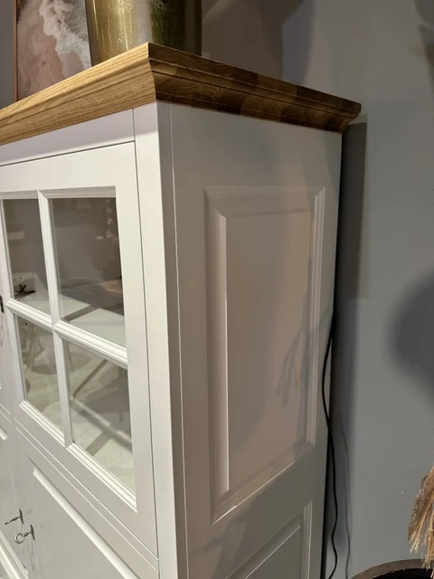 Highboard weiß Landhaus, Schrank weiß Landhaus, Geschirrschrank weiß Landhausstil, Höhe 154 cm