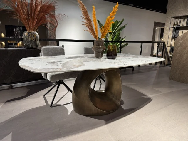 Esstisch Keramik-Tischplatte, Tisch Bronze Tischplatte Keramik, Länge 220 cm