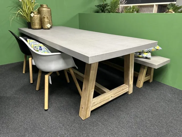 Gartenbank grau Betonoptik, Sitzbank grau, Bank grau Betonoptik grau, Länge 250 cm