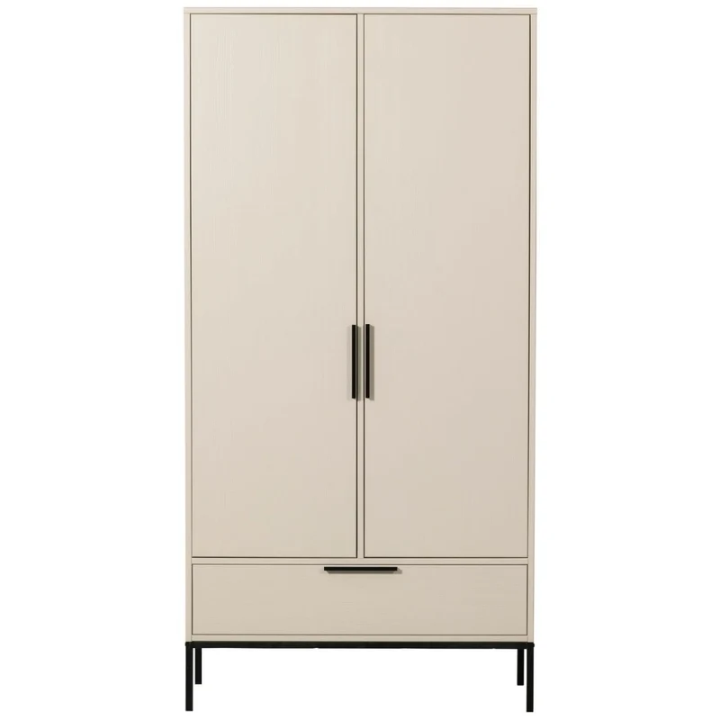 Kleiderschrank Elfenbein-weiß, Schrank weiß, Breite 100 cm