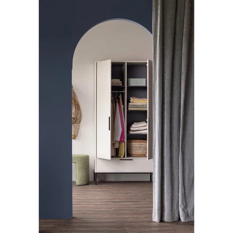 Kleiderschrank Elfenbein-weiß, Schrank weiß, Breite 100 cm
