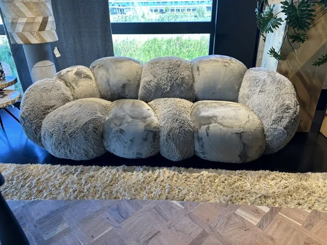 2-3 Sitzer Sofa beige Kunstfell, Sitzsofa beige Plüsch, Breite 238 cm