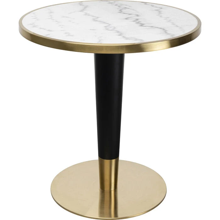 Runder Bistrotisch Gold Marmoroptik, Bistrotisch rund Gold, Tisch rund schwarz Gold, Durchmesser 70 cm