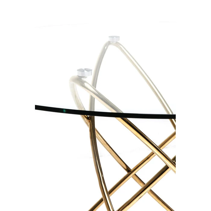 Runder Glastisch Gold, Esstisch rund Gold, Glastisch rund, Durchmesser 120 cm