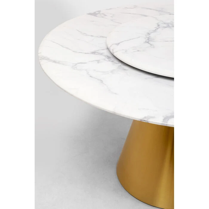 Runder Tisch Marmoroptik, Esstisch rund Tischgestell Gold, Durchmesser 135 cm