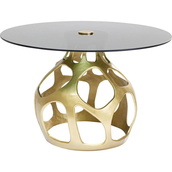 Runder Glastisch Gold, Esstisch rund Gold, Glastisch rund, Durchmesser 120 cm