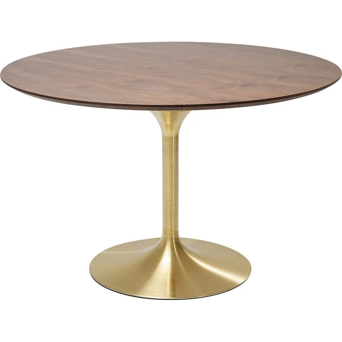 Runder Esstisch Gold Walnuss-braun , Esstisch rund Gold, Tisch rund Gold, Durchmesser 120 cm