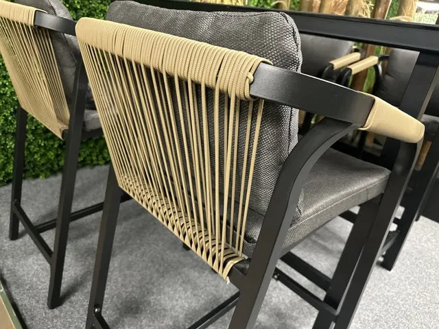 Gartenbarstuhl anthrazit Aluminium, Outdoor Barstuhl anthrazit-grau, Metall Barstuhl anthrazit