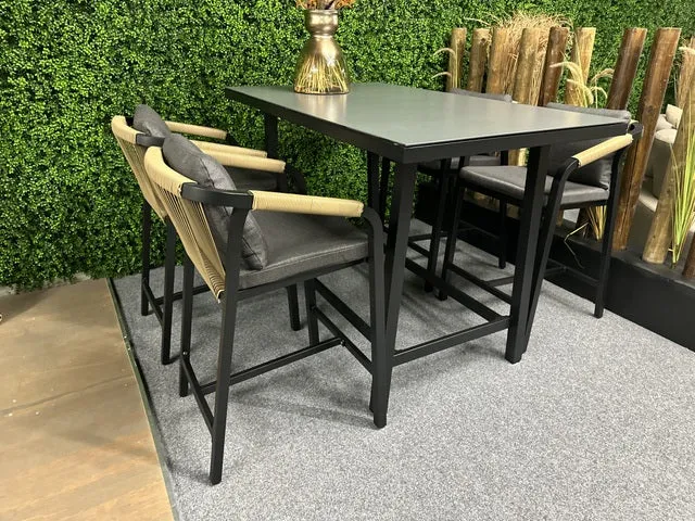 Gartenbarstuhl anthrazit Aluminium, Outdoor Barstuhl anthrazit-grau, Metall Barstuhl anthrazit