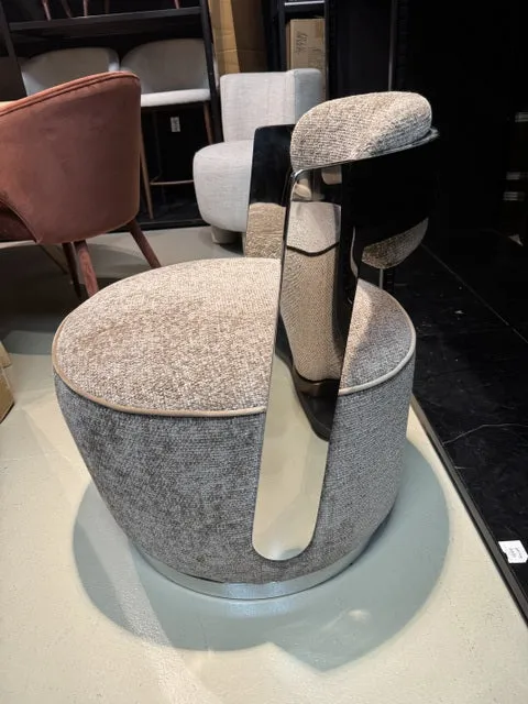 Sessel grau-braun, drehbarer Sessel Metall-Gestell