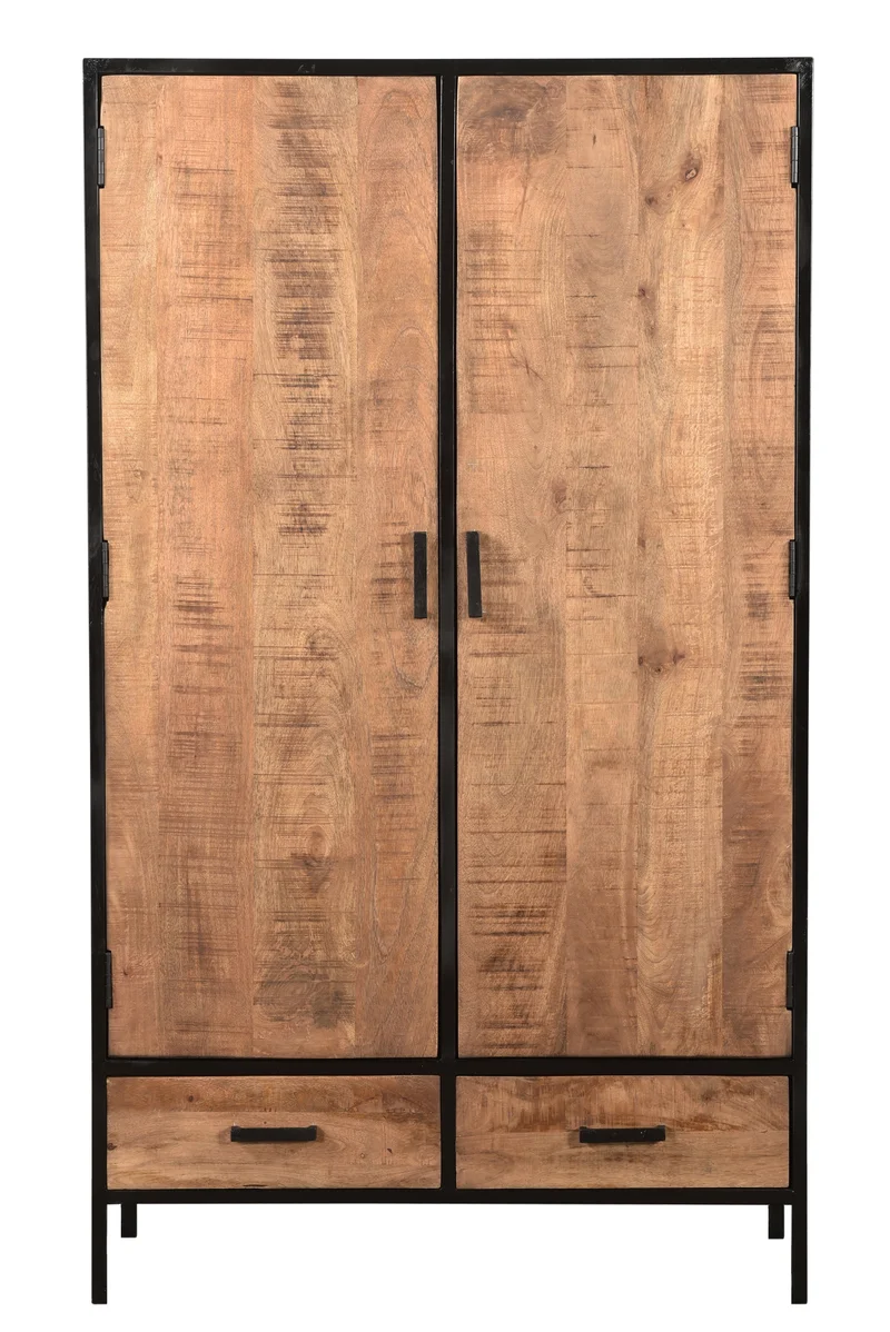 Bücherschrank Holz Metall, Aktenschrank schwarz Holz Industrie, Breite 100 cm